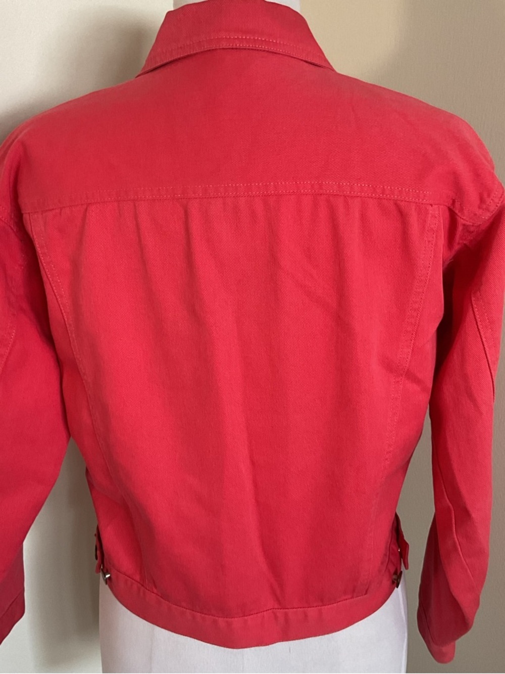 Vintage Carole Little Sport Beaded Denim Jacket Coral Pink Western Petite 2 - Picture 7 of 8